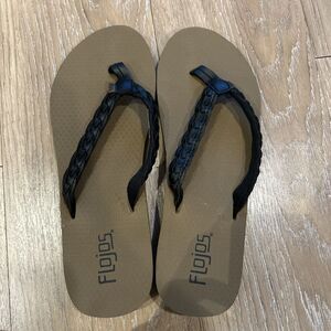 Flojos Harper Women’s Woven Faux Sandals Flip Flops Tan Arch Support Size 7 New